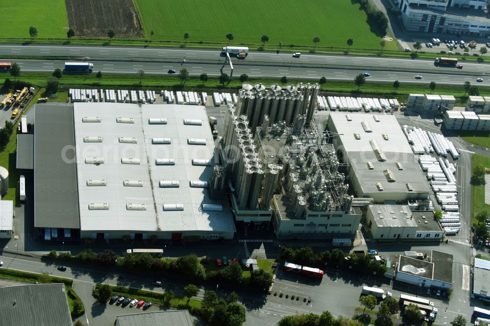 Aerial image Bayreuth - Building and production halls on the premises of the chemical manufacturers LyondellBasell on Weiherstrasse in Bayreuth in the state Bavaria, Germany