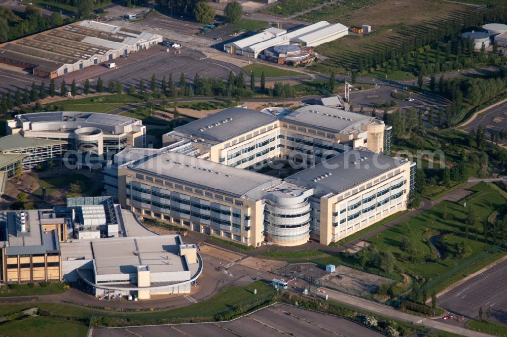 Sandwich from above - Building and production halls on the premises of the chemical manufacturers Pfizer Ltd and Discovery Park in Sandwich in England, United Kingdom