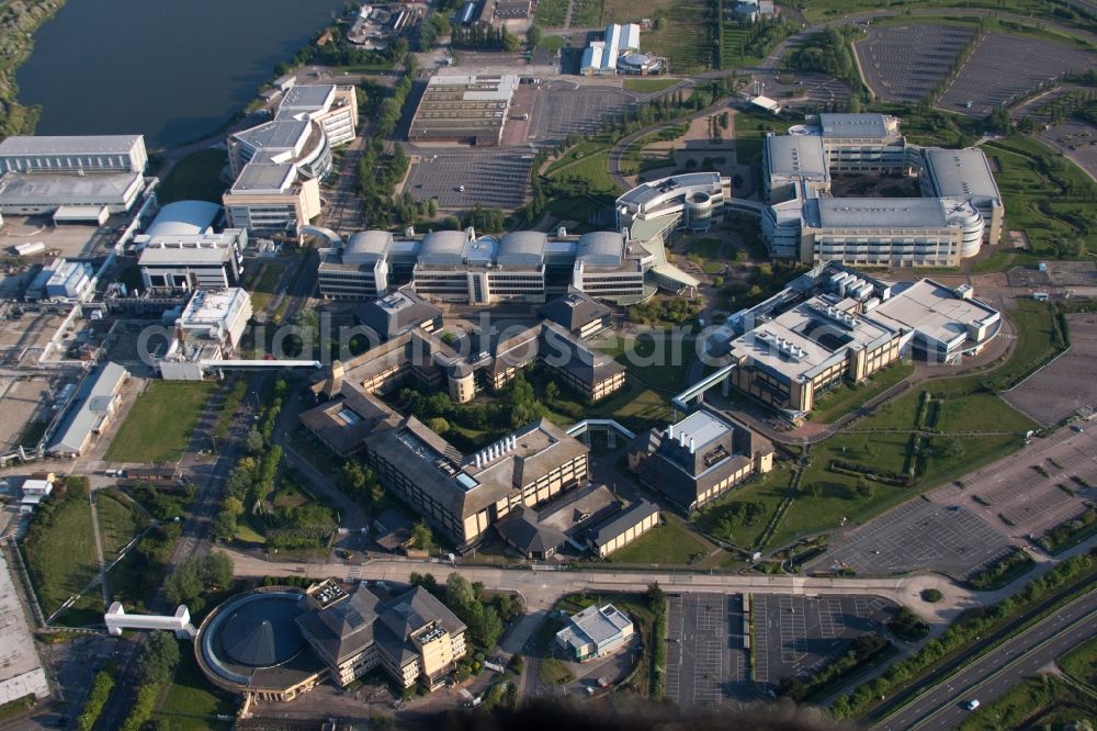 Aerial image Sandwich - Building and production halls on the premises of the chemical manufacturers Pfizer Ltd and Discovery Park in Sandwich in England, United Kingdom