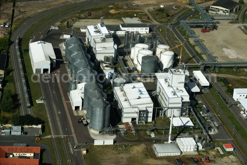 Lutherstadt Wittenberg from above - Building and production halls on the premises of the chemical manufacturers SKW Stickstoffwerke Piesteritz GmbH in Lutherstadt Wittenberg in the state Saxony-Anhalt