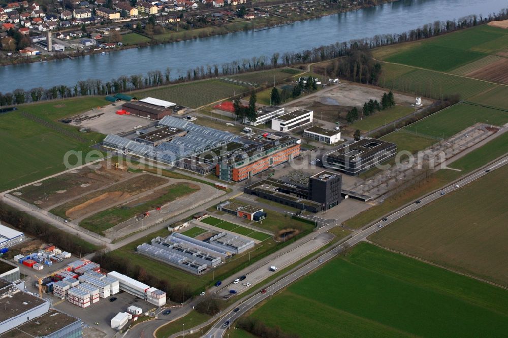 Aerial photograph Sisseln - Building and production halls on the premises of the chemical manufacturers Syngenta in Sisseln in Switzerland