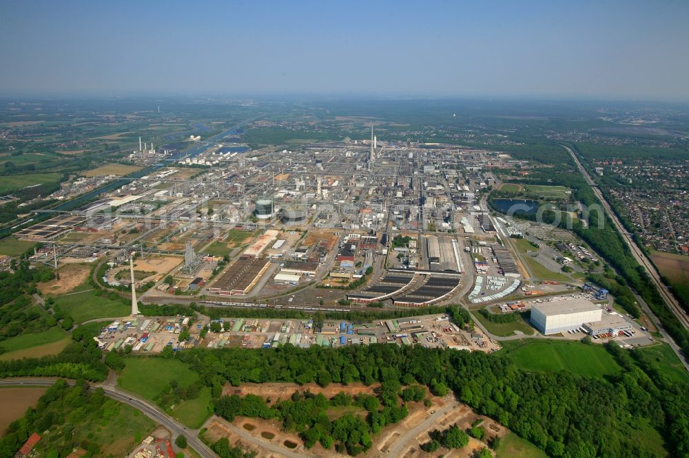 Marl from above - Premises of the Chemical Works, location of Degussa and EVONIK in Marl in North Rhine-Westphalia