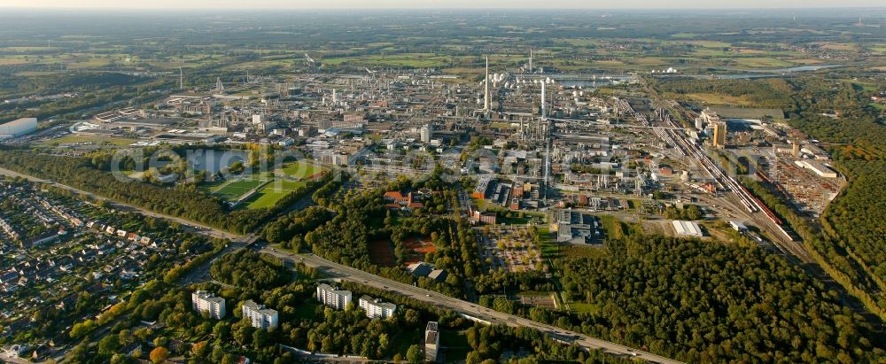 Aerial photograph Marl - Premises of the Chemical Works, location of Degussa and EVONIK in Marl in North Rhine-Westphalia