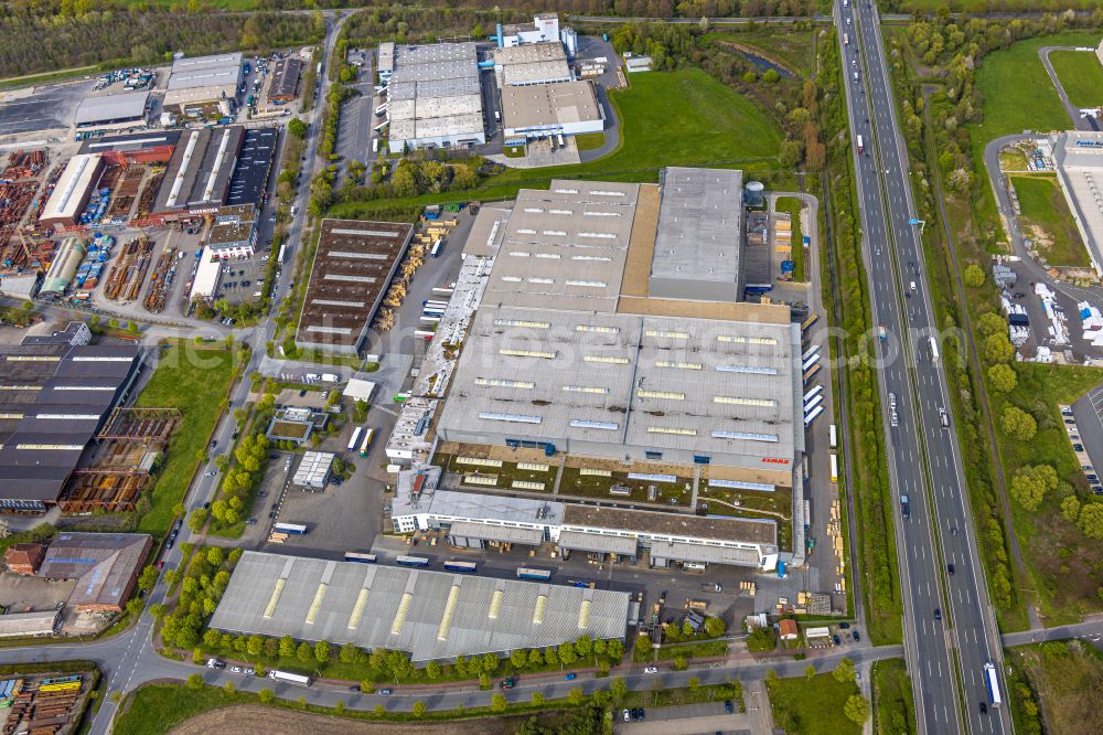 Aerial image Hamm - building and production halls on the premises of Claas Service ond Parts GmbH on Kronstrasse in the district Uentrop in Hamm in the state North Rhine-Westphalia, Germany