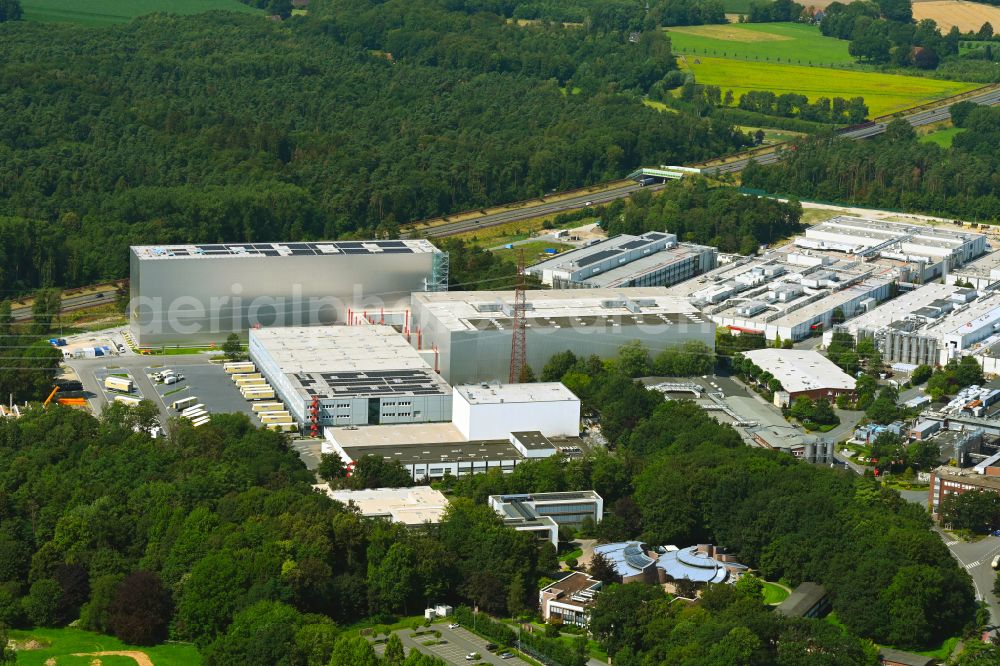 Aerial image Halle (Westfalen) - Buildings and production halls of the factory premises Condetta GmbH & Co. KG Storck Industrie-Service in Halle (Westfalen) in the federal state of North Rhine-Westphalia, Germany