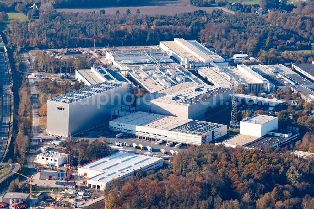 Halle (Westfalen) from above - Buildings and production halls of the factory premises Condetta GmbH & Co. KG Storck Industrie-Service in Halle (Westfalen) in the federal state of North Rhine-Westphalia, Germany