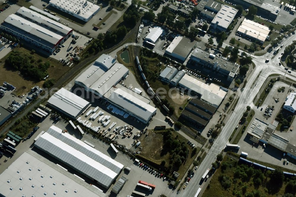 Braunschweig from above - Building and production halls on the premises of Condor Compounds GmbH on Hansestrasse in Braunschweig in the state Lower Saxony