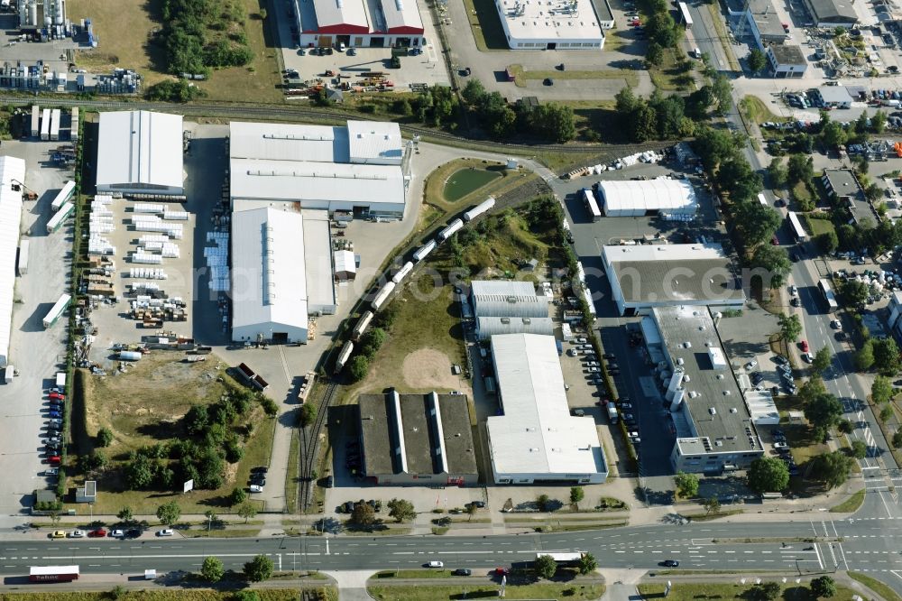 Braunschweig from the bird's eye view: Building and production halls on the premises of Condor Compounds GmbH on Hansestrasse in Braunschweig in the state Lower Saxony