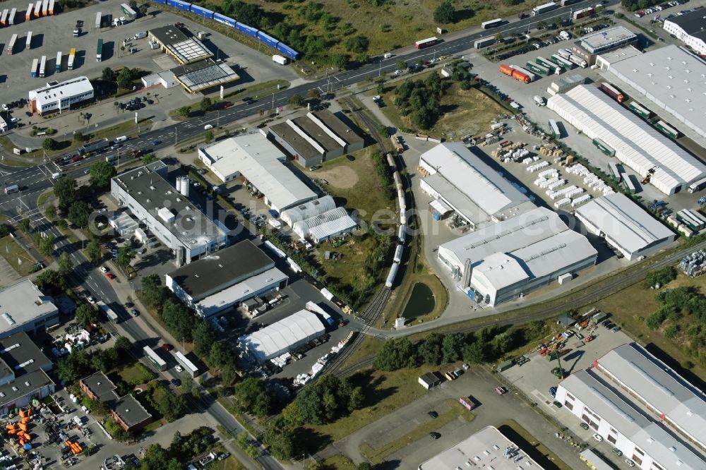 Braunschweig from above - Building and production halls on the premises of Condor Compounds GmbH on Hansestrasse in Braunschweig in the state Lower Saxony