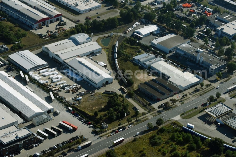 Braunschweig from above - Building and production halls on the premises of Condor Compounds GmbH on Hansestrasse in Braunschweig in the state Lower Saxony