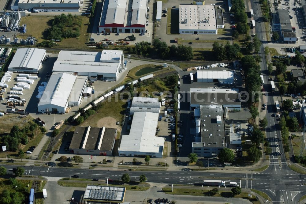 Braunschweig from the bird's eye view: Building and production halls on the premises of Condor Compounds GmbH on Hansestrasse in Braunschweig in the state Lower Saxony