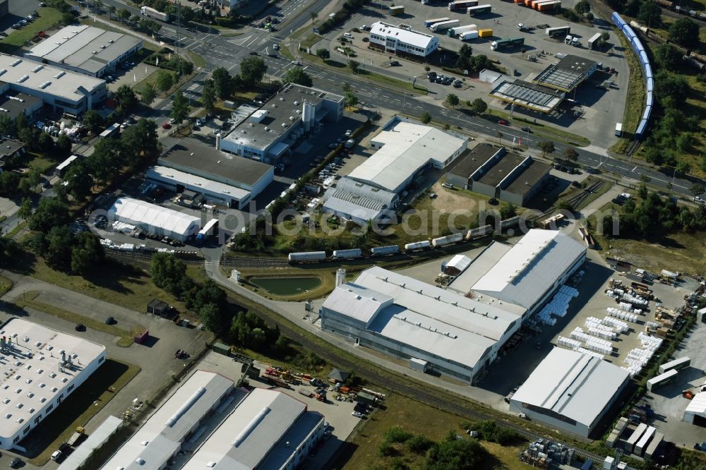 Braunschweig from above - Building and production halls on the premises of Condor Compounds GmbH on Hansestrasse in Braunschweig in the state Lower Saxony