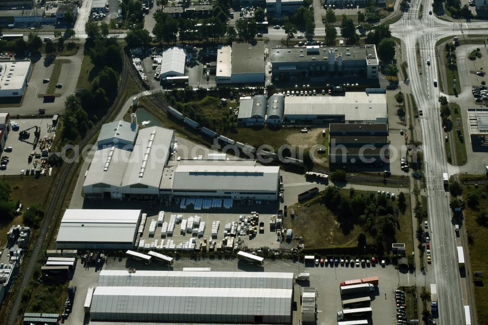 Braunschweig from the bird's eye view: Building and production halls on the premises of Condor Compounds GmbH on Hansestrasse in Braunschweig in the state Lower Saxony