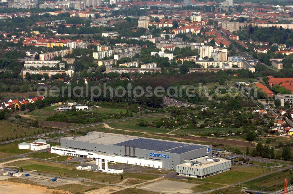 FRANKFURT / ODER from the bird's eye view: Blick auf das Werksgelände der Conergy SolarModule GmbH & Co. KG an der Conergy-Straße 8 in 15236 Frankfurt (Oder) Tel.: +49 (0)335 52113-0