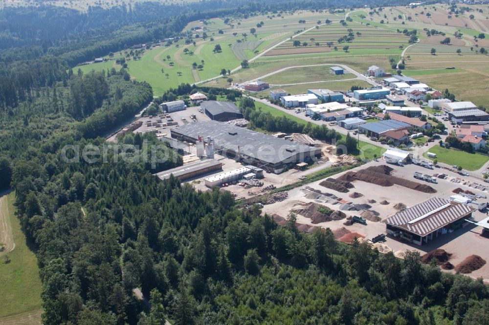 Marxzell from above - Building and production halls on the premises of corthum Nordschwarzwald GmbH - corthum Erdenwerk in the district Pfaffenrot in Marxzell in the state Baden-Wuerttemberg