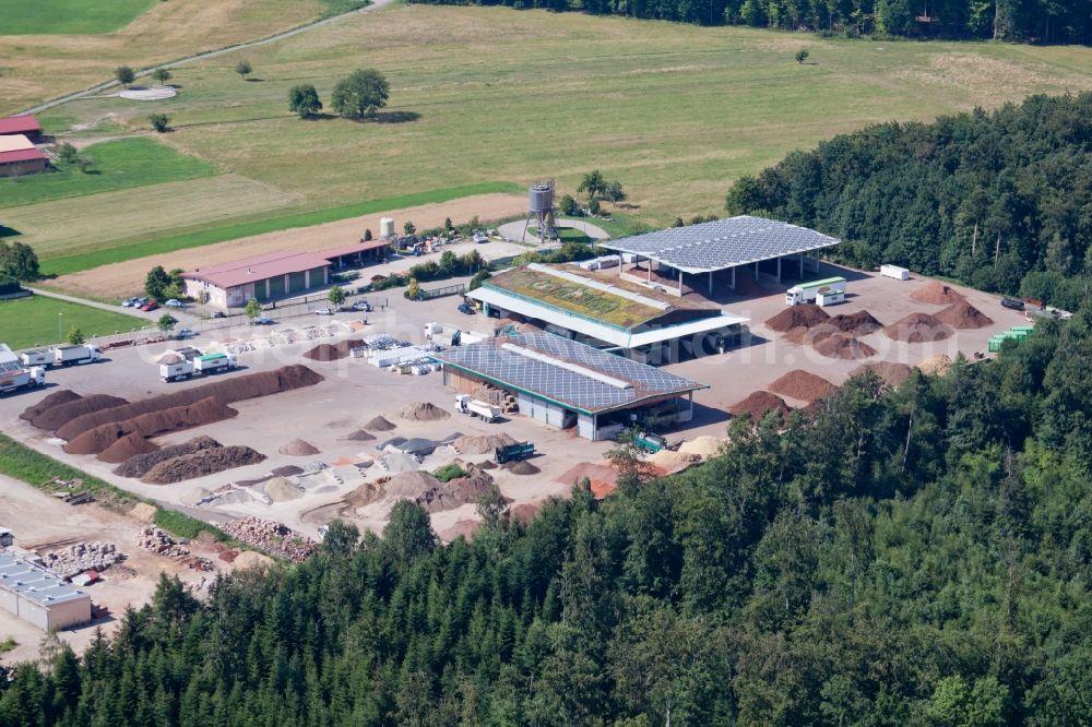 Marxzell from the bird's eye view: Building and production halls on the premises of corthum Nordschwarzwald GmbH - corthum Erdenwerk in the district Pfaffenrot in Marxzell in the state Baden-Wuerttemberg