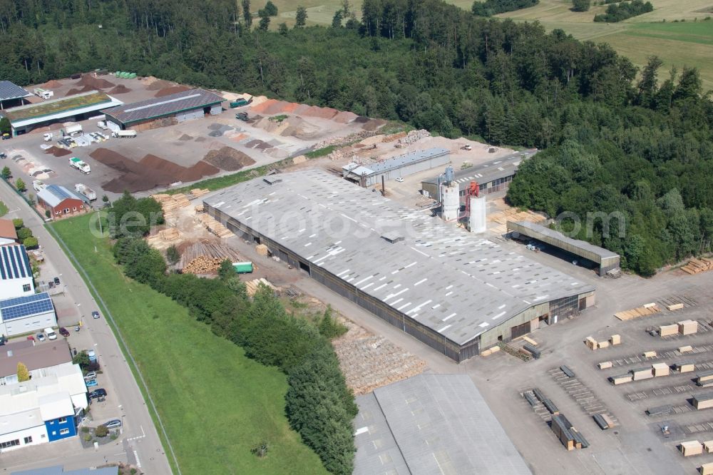 Marxzell from the bird's eye view: Building and production halls on the premises of corthum Nordschwarzwald GmbH - corthum Erdenwerk in the district Pfaffenrot in Marxzell in the state Baden-Wuerttemberg