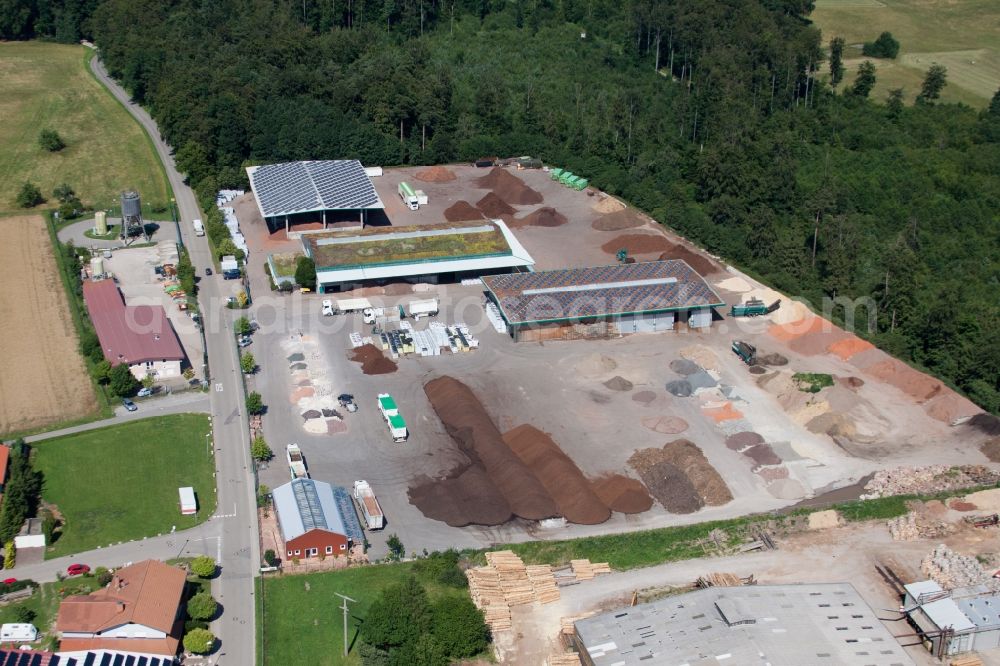 Marxzell from above - Building and production halls on the premises of corthum Nordschwarzwald GmbH - corthum Erdenwerk in the district Pfaffenrot in Marxzell in the state Baden-Wuerttemberg