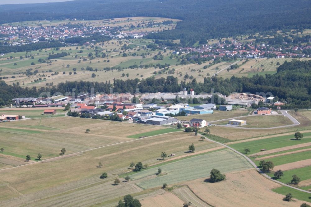 Marxzell from above - Building and production halls on the premises of corthum Nordschwarzwald GmbH - corthum Erdenwerk in the district Pfaffenrot in Marxzell in the state Baden-Wuerttemberg