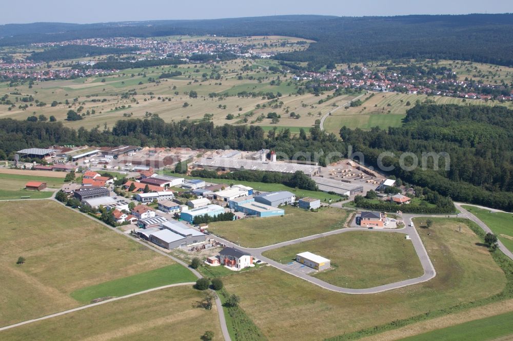 Aerial image Marxzell - Building and production halls on the premises of corthum Nordschwarzwald GmbH - corthum Erdenwerk in the district Pfaffenrot in Marxzell in the state Baden-Wuerttemberg