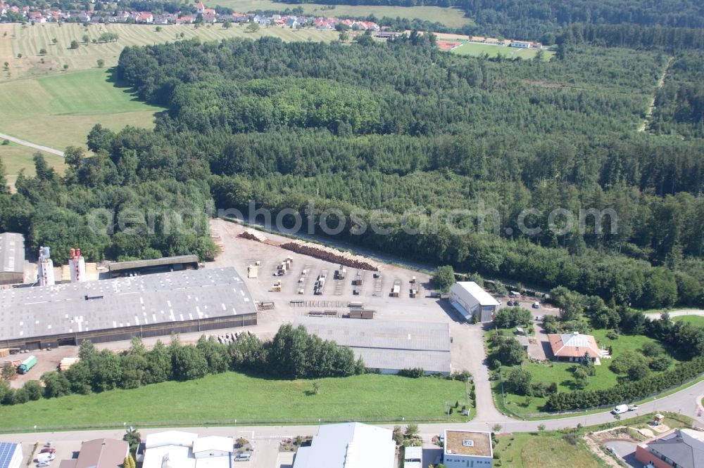 Marxzell from above - Building and production halls on the premises of corthum Nordschwarzwald GmbH - corthum Erdenwerk in the district Pfaffenrot in Marxzell in the state Baden-Wuerttemberg