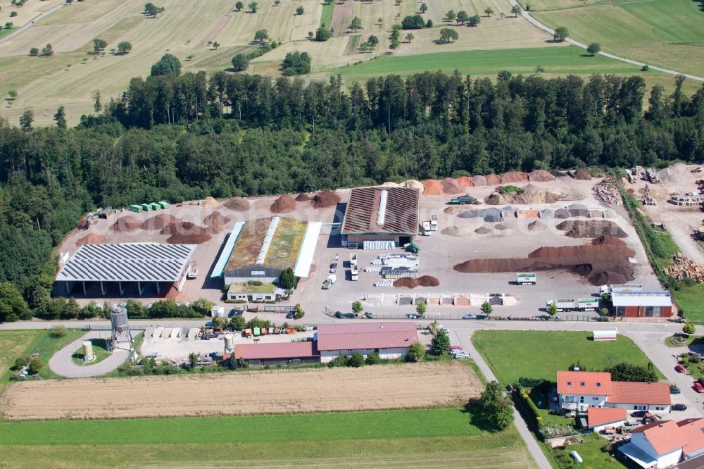 Marxzell from the bird's eye view: Building and production halls on the premises of corthum Nordschwarzwald GmbH - corthum Erdenwerk in the district Pfaffenrot in Marxzell in the state Baden-Wuerttemberg