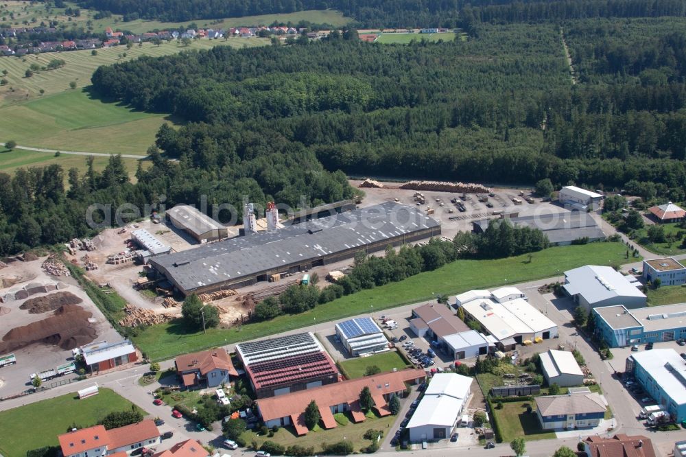 Aerial image Marxzell - Building and production halls on the premises of corthum Nordschwarzwald GmbH - corthum Erdenwerk in the district Pfaffenrot in Marxzell in the state Baden-Wuerttemberg