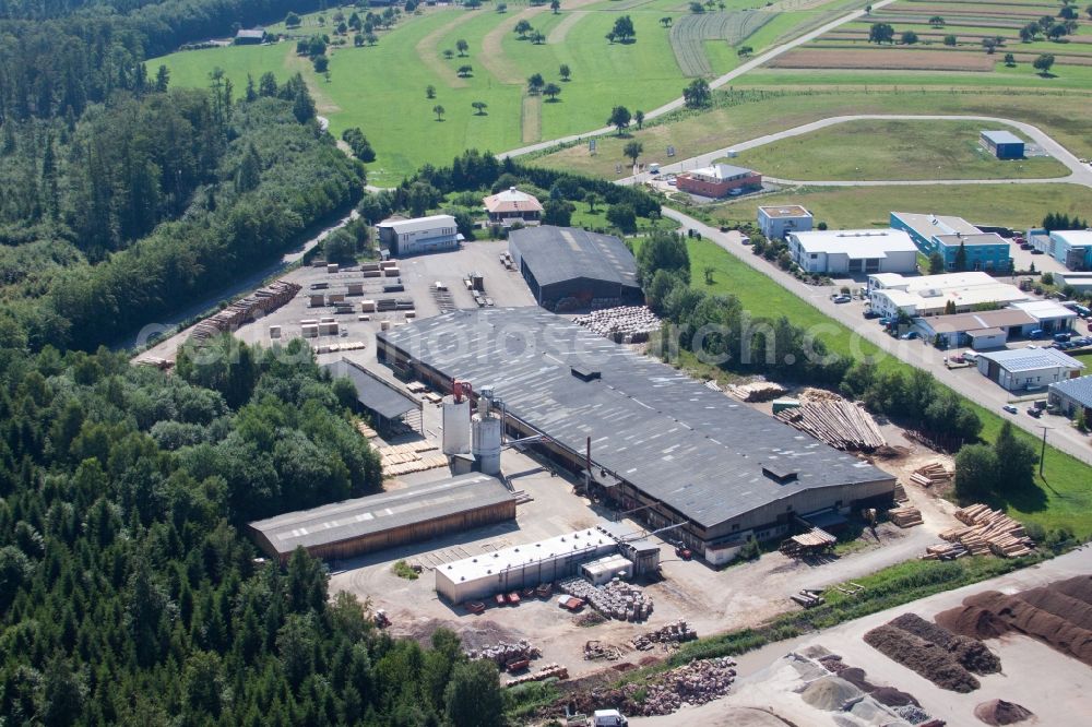 Marxzell from above - Building and production halls on the premises of corthum Nordschwarzwald GmbH - corthum Erdenwerk in the district Pfaffenrot in Marxzell in the state Baden-Wuerttemberg