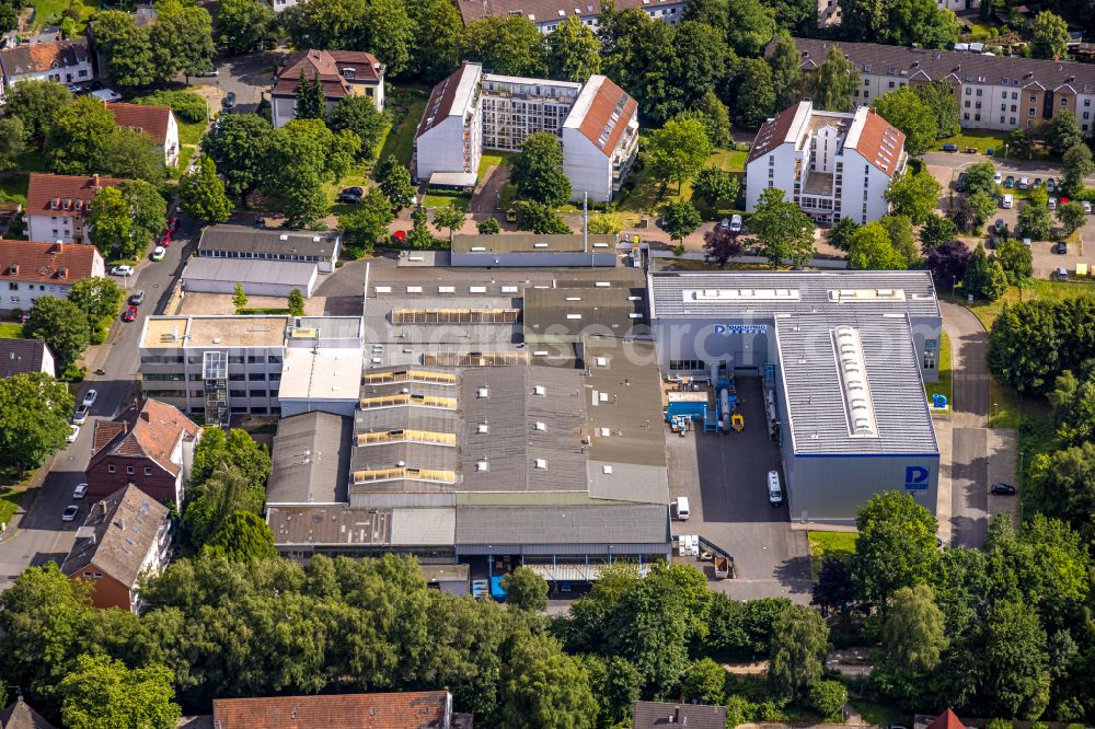 Witten from above - Building and production halls on the premises Duechting Pumpen Maschinenfabrik GmbH & Co. KG on street Wilhelm-Duechting-Strasse in Witten at Ruhrgebiet in the state North Rhine-Westphalia, Germany