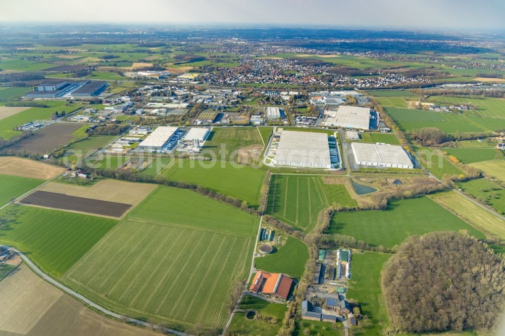 Aerial photograph Hamm - Building and production halls on the premises of of DELTA Qualitaetsstahl GmbH on Stahlstrasse in Hamm in the state North Rhine-Westphalia, Germany