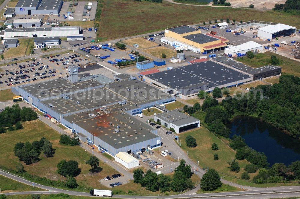 Aerial image Cernay - Building and production halls on the premises of der Firma Flowtec, Endress und Hauser in Cernay in Frankreich