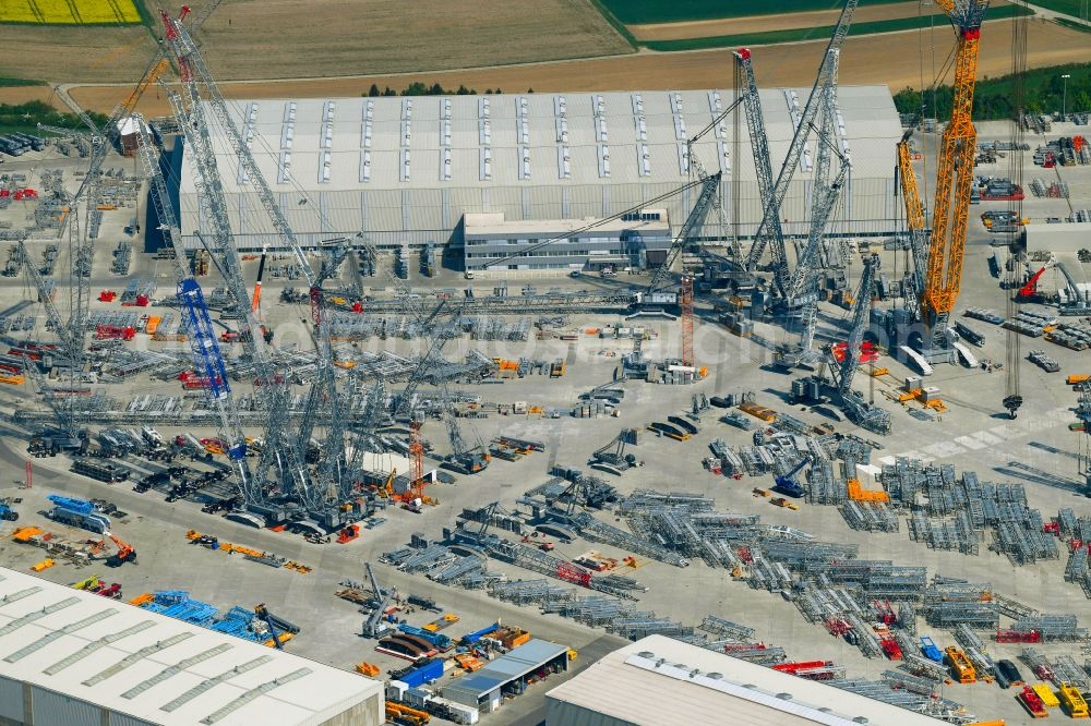 Ehingen (Donau) from above - Building and production halls on the premises of of Liebherr-Werk Ehingen GmbH on Dr.-Hans-Liebherr-Strasse in Ehingen (Donau) in the state Baden-Wuerttemberg, Germany