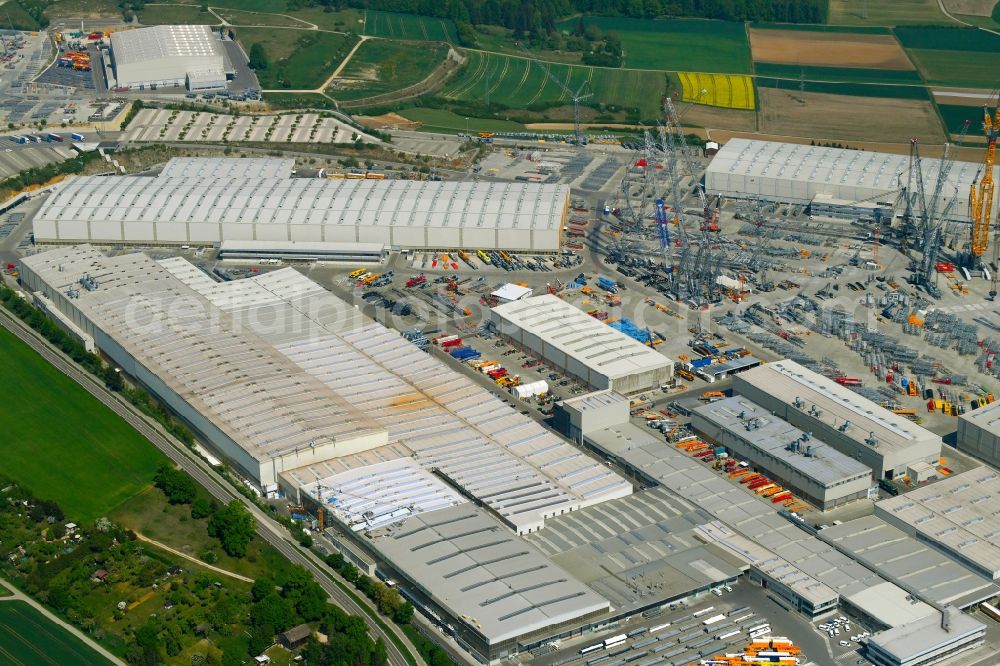 Ehingen (Donau) from the bird's eye view: Building and production halls on the premises of of Liebherr-Werk Ehingen GmbH on Dr.-Hans-Liebherr-Strasse in Ehingen (Donau) in the state Baden-Wuerttemberg, Germany