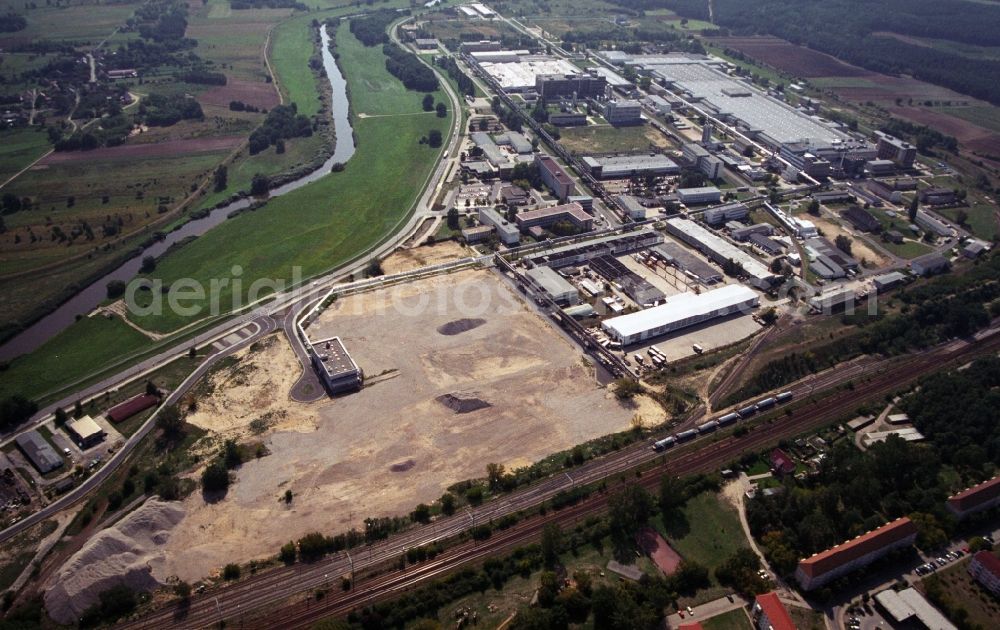 Aerial photograph Guben - Building and production halls on the premises of of Megaflex Schaumstoff GmbH on Forster Strasse in Guben in the state Brandenburg, Germany