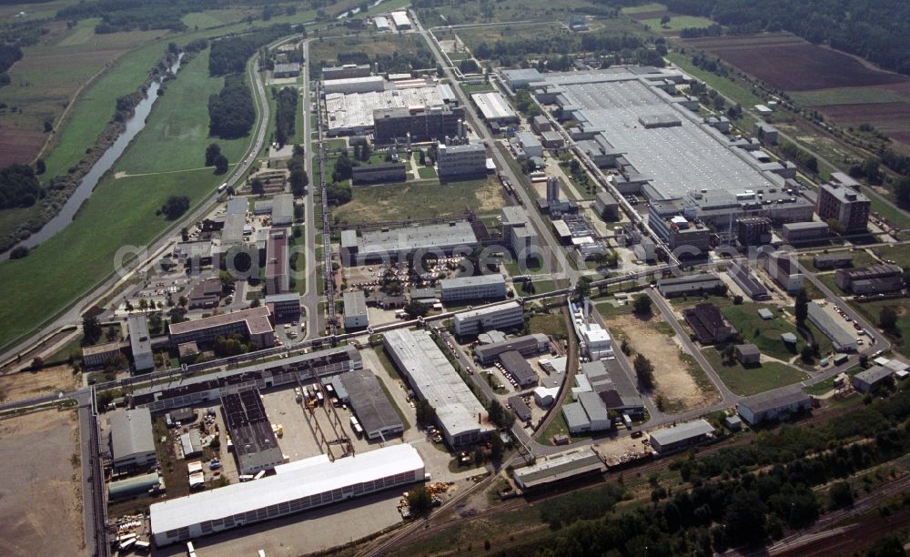 Aerial photograph Guben - Building and production halls on the premises of of Megaflex Schaumstoff GmbH on Forster Strasse in Guben in the state Brandenburg, Germany