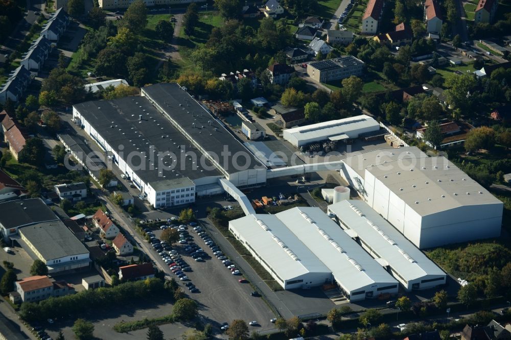 Sangerhausen from the bird's eye view: Building and production halls on the premises of MIFA-Bike Gesellschaft mbH in Sangerhausen in the state Saxony-Anhalt