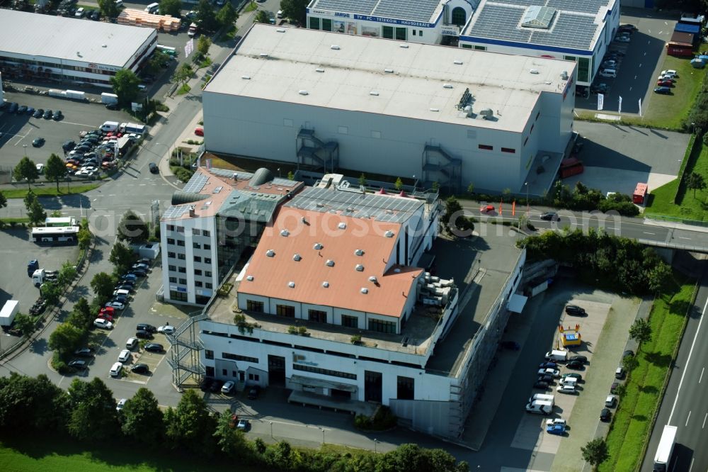 Aerial image Bayreuth - Building and production halls on the premises of of Purrucker GmbH & Co. KG on Bindlacher Strasse in the district Ruh in Bayreuth in the state Bavaria, Germany