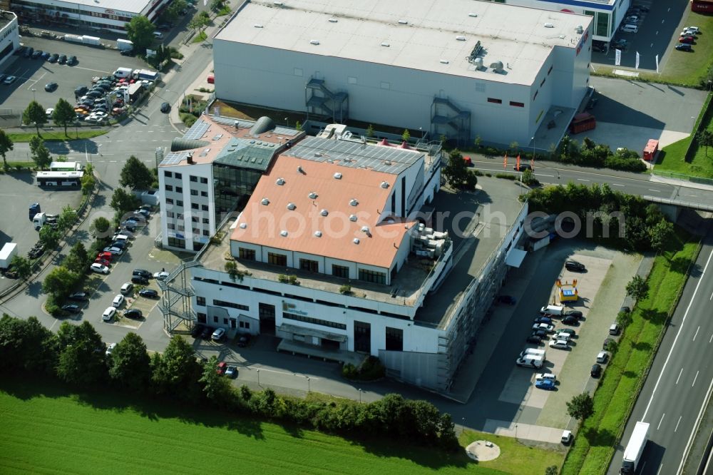 Aerial photograph Bayreuth - Building and production halls on the premises of of Purrucker GmbH & Co. KG on Bindlacher Strasse in the district Ruh in Bayreuth in the state Bavaria, Germany