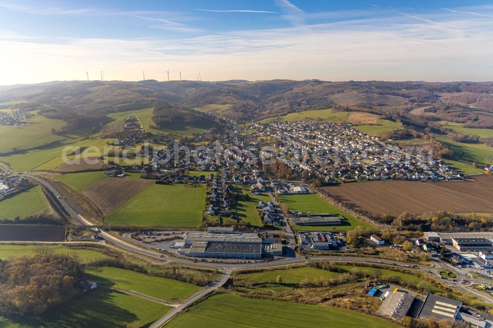 Aerial photograph Balve - Building and production halls on the premises of RICKMEIER GmbH in the district Garbecker Hammer in Balve in the state North Rhine-Westphalia, Germany