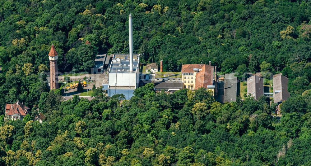 Aerial image Karlsruhe - Building and production halls on the premises of of Staatlichen Majolika Keramik Manufaktur in Karlsruhe in the state Baden-Wurttemberg, Germany