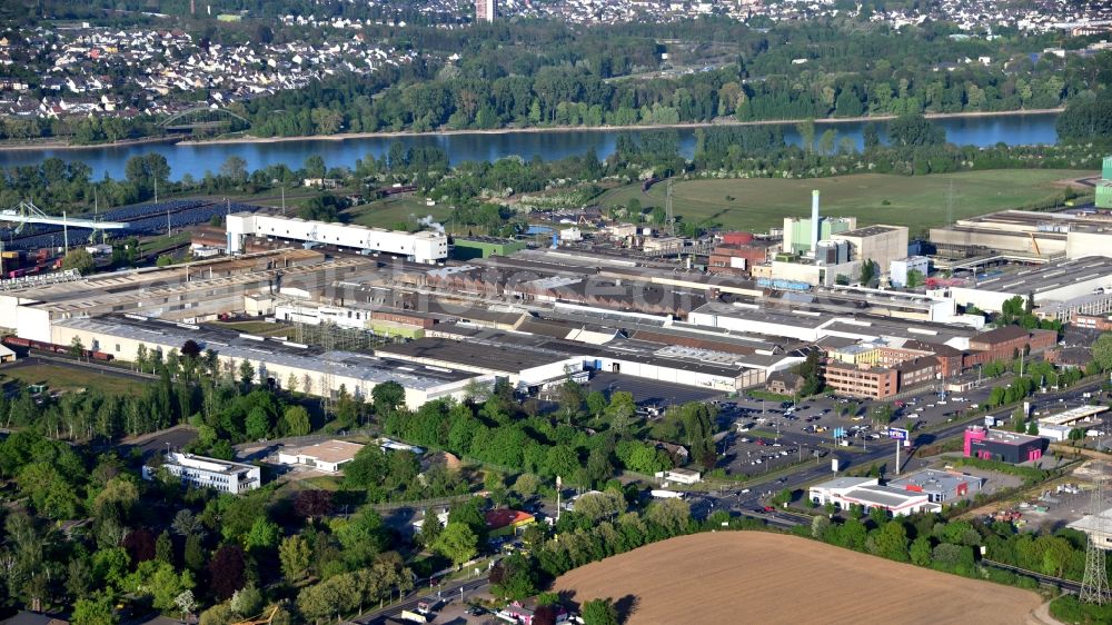 Andernach from above - Building and production halls on the premises of of thyssenkrupp Rasselstein GmbH on Koblenzer Strasse in Andernach in the state Rhineland-Palatinate, Germany