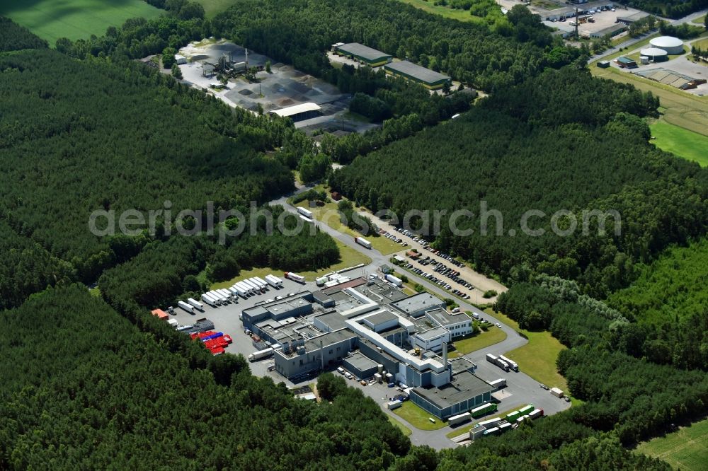 Aerial photograph Perleberg - Building and production halls on the premises of of VION Perleberg GmbH on Buchholzer Chaussee in the district Quitzow in Perleberg in the state Brandenburg, Germany