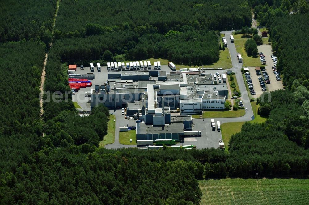 Aerial photograph Perleberg - Building and production halls on the premises of of VION Perleberg GmbH on Buchholzer Chaussee in the district Quitzow in Perleberg in the state Brandenburg, Germany