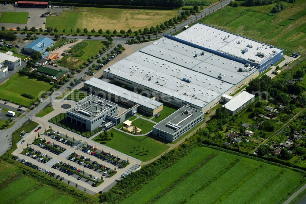 Aerial photograph Cuxhaven - Building and production halls on the premises of of VOCO GmbH on Anton-Flettner-Strasse in Cuxhaven in the state Lower Saxony, Germany