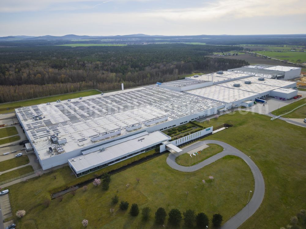 Bernsdorf from above - Building and production halls on the premises of TD Deutsche Klimakompressor GmbH on Weissiger Strasse in Bernsdorf in the state Saxony, Germany