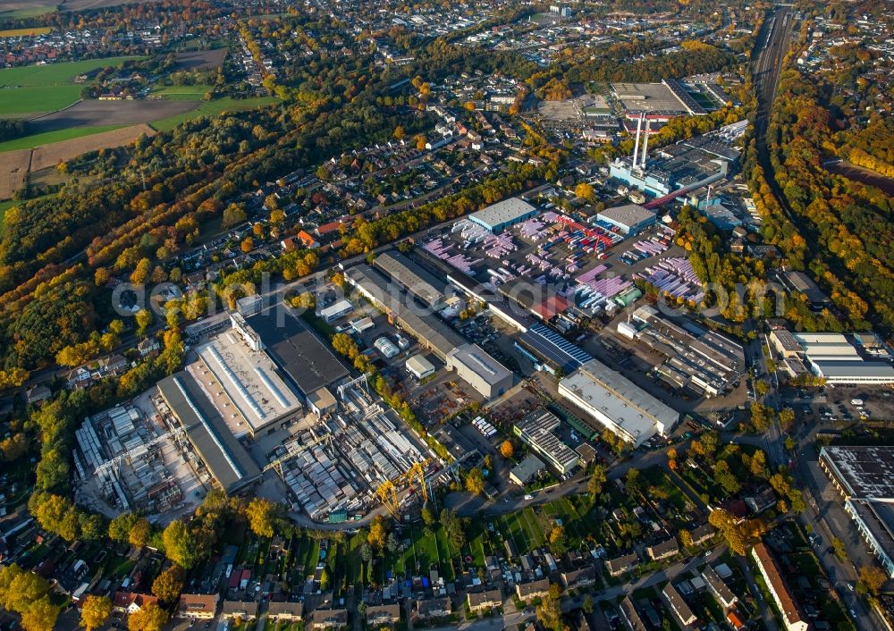 Gladbeck from above - Building and production halls on the premises of DEUTSCHE ROCKWOOL Mineralwoll GmbH & Co. OHG in Gladbeck in the state North Rhine-Westphalia