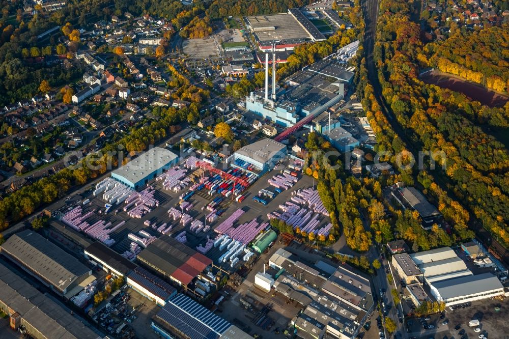 Gladbeck from the bird's eye view: Building and production halls on the premises of DEUTSCHE ROCKWOOL Mineralwoll GmbH & Co. OHG in Gladbeck in the state North Rhine-Westphalia