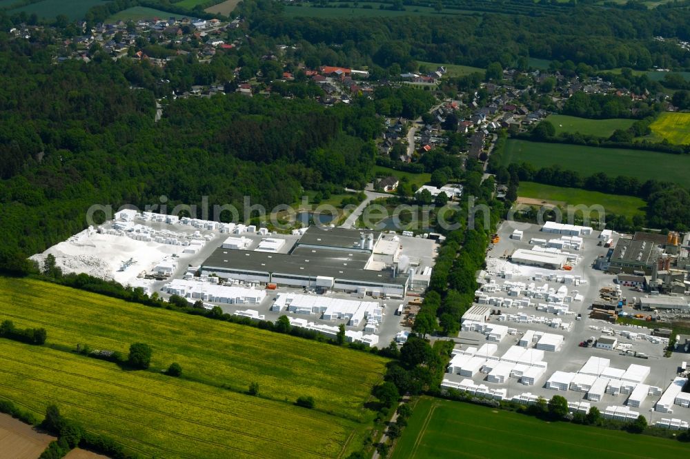 Wittenborn from above - Building and production halls on the premises of H+H Deutschland GmbH on Industriestrasse in Wittenborn in the state Schleswig-Holstein, Germany