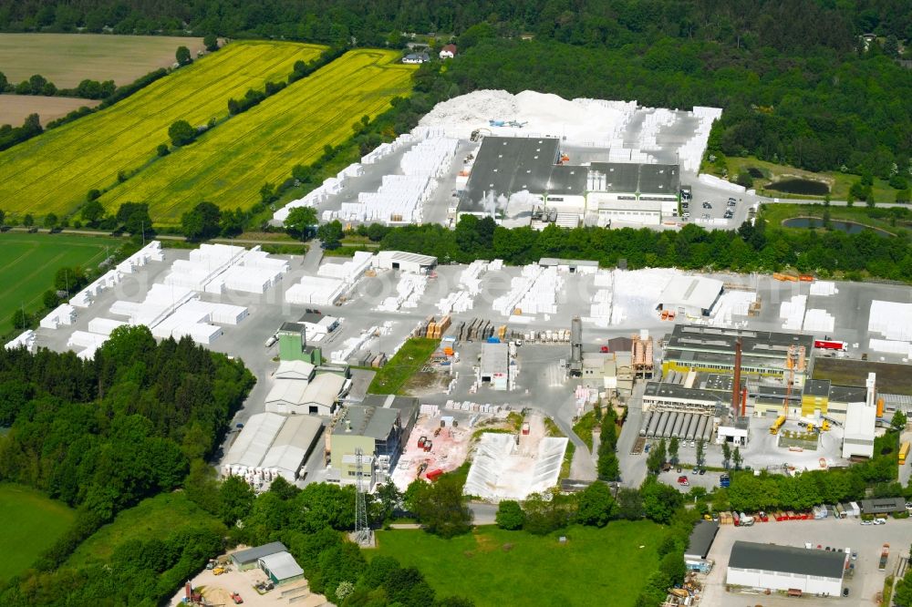 Aerial image Wittenborn - Building and production halls on the premises of H+H Deutschland GmbH on Industriestrasse in Wittenborn in the state Schleswig-Holstein, Germany