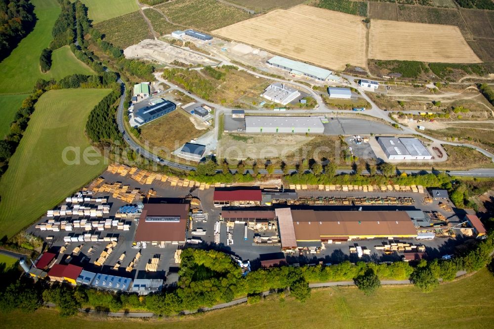 Aerial image Schmallenberg - Building and production halls on the premises of Dickel-Holz GmbH & Co. KG in Schmallenberg in the state North Rhine-Westphalia